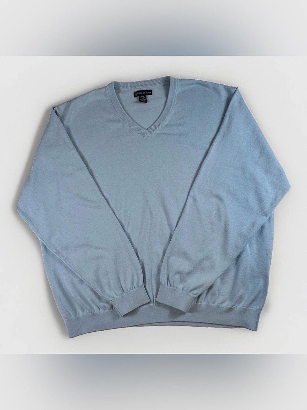 Oxford Golf Mens 3XL Blue Pima Cotton V Neck Sweater Pullover Preppy Classic